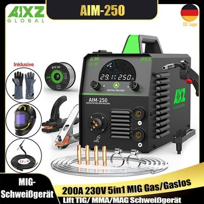 AIXZ Gas Gaslos MIG-Schweißgerät 200A 240V 5in1 Inverter SYN MIG/MAG/TIG/ARC DE