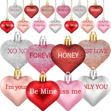 48 Pcs Valentine'S Day Heart Ornaments for Tree, Valentines Heart Baubles with S