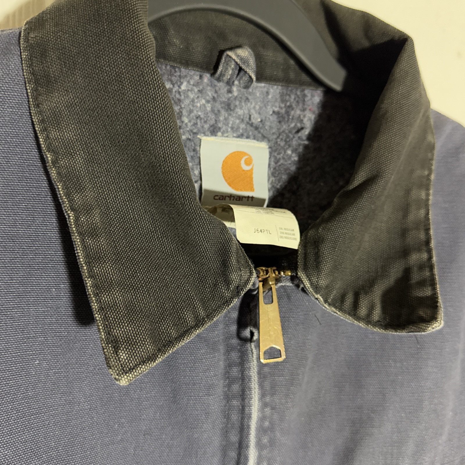 VTG Carhartt Detroit Jacket J64 PTL Size 2XL Navy Blue Blanket