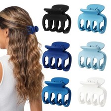 6 Pcs Hair Clips Small Claw Clips for Thin Hair Medium Matte Non-slip Hair Blue