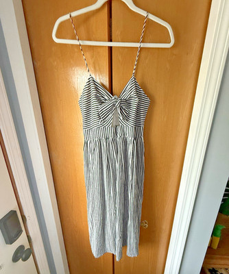 ZARA Basics Striped Midi Dress With Tie Front Size Small Great Condition