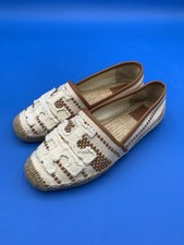 Tory Burch Shaw Cream Brown Espadrille Flats Women's Size 7