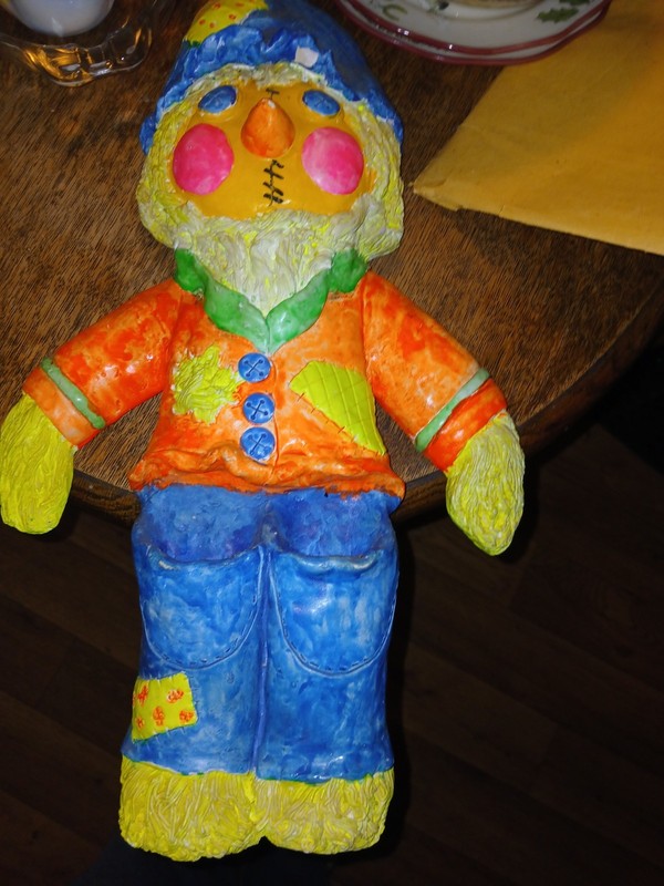 Vintage Chalkware Clown Thick Heavy Art Wall Hanging, Pockets Made On Pants