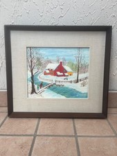 Dipinto olio su tela 25×30 Firmato "Gloria 74" paesaggio invernale - originale