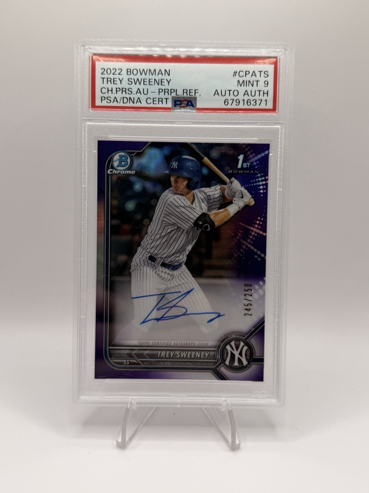 2022 Bowman - Chrome Prospect Auto Trey Sweeney #CPA-TS Purple Refractor /250