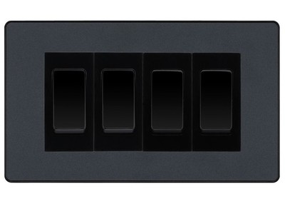 BG Evolve Matt Grey 4G Lichtschalter 1x 2-fach + 3x Intermediate - schwarze Einsätze