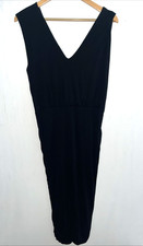 ALICE + OLIVIA Base Black Stretchy Knit Bodycon Midi Dress Back Ruching Size M