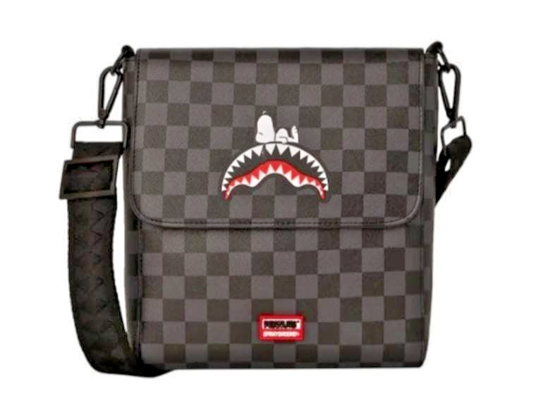 Sprayground S noopy Shark Black Check Messenger Bag Adjustable Strap Limited