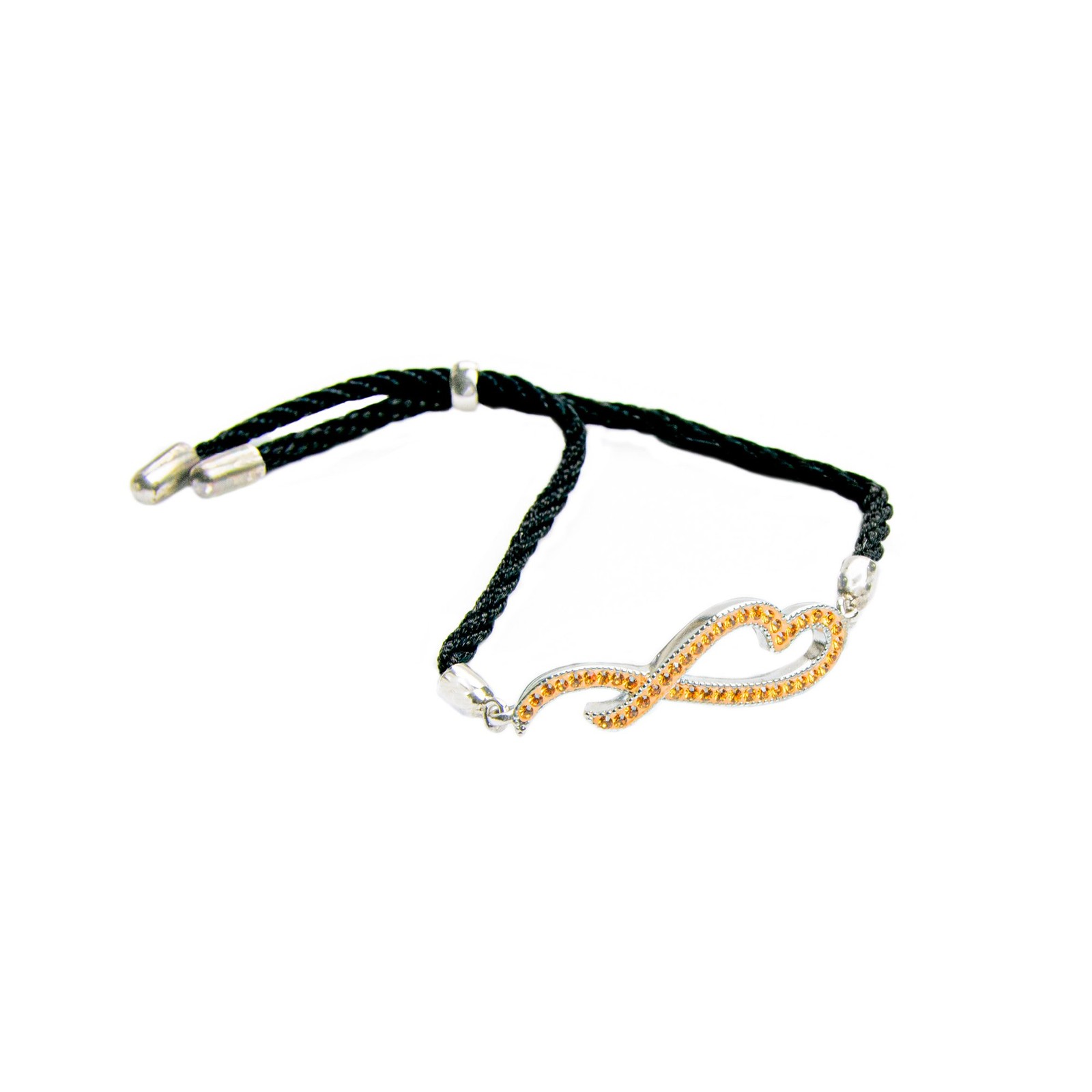 Браслет-слайдер в виде сердца с желтым топазом украшенным ноябрьским камнем рождения по сценарию 2990₽