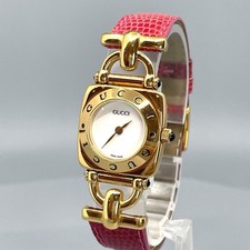 【N Mint】 Gucci 6300L Pink Horsebit Gold Qz Women's Watch -Ships from US