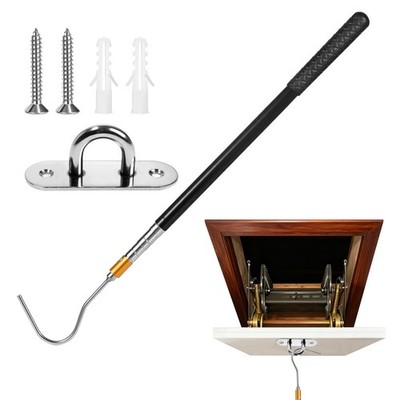 Attic Pull Down Hook, 63-Inch Telescopic Attic Pull Down Rod, Premium Stainle...