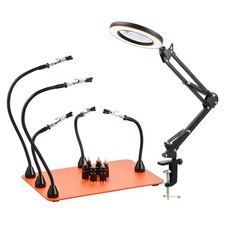 Magnetic Helping Hands Soldering Station - 3X LED Magnifier  5 Flexible Arms