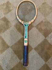 Vintage Wilson Chris Evert Autograph Wooden Tennis Racket 1970s Green White