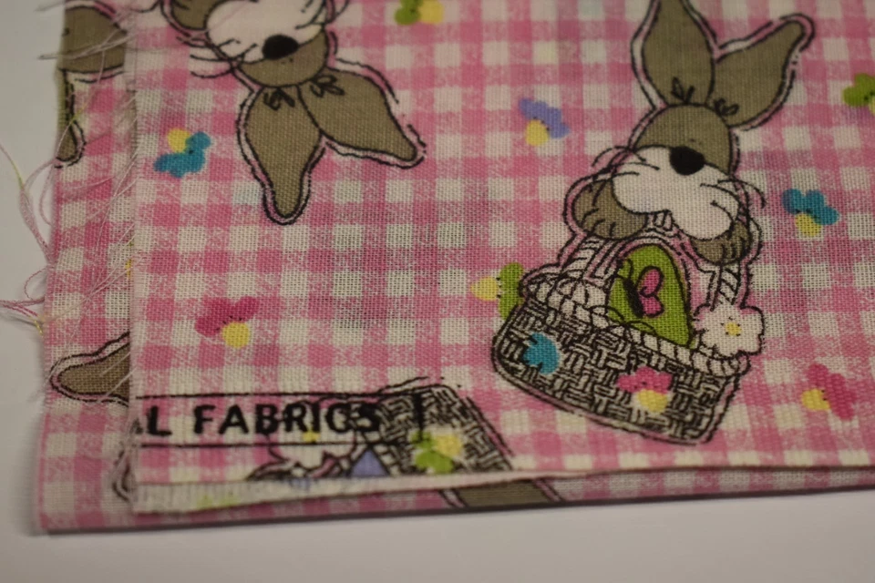 Whole Country Caboodle COTTON FABRIC 1/2 yard x 45" EASTER BUNNY rabbit GINGHAM - Image 4 of 4