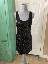 EXPRESS, WOMENS, BLACK SEQUIN, STRETCHY, SLEEVELESS DRESS, MEDIUM