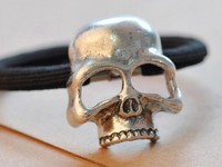 Totenkopf Haarring Haarschmuck Silber SchäDel Skelett Skull