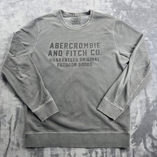 Abercrombie Fitch Sweatshirt Mens S Grey Garment Dyed Graphic Outdoor Goods