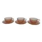 Set Of 3 Jeanette Glass Co. Cherry Blossom Pink Depression Glass Teacup & Saucer