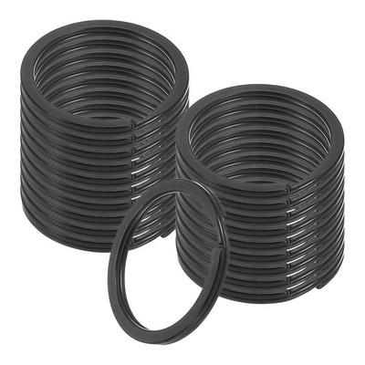 20pcs 25mm Stainless Steel Flat Split Keychain Rings 1.8mm Thick Black