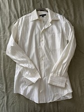 Pronto Uomo Couture Men s White Striped Dress Shirt 16 34/35 Cotton Non-Iron