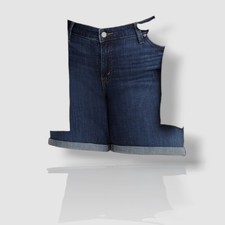 Levi's Women's Blue Denim Mid-Rise Cuffed Hem Bermuda Shorts Plus Size 24W