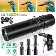 Day Low Light Night Vision Monocular 4K 10-300X40mm Zoom Phone Mount Telescopes
