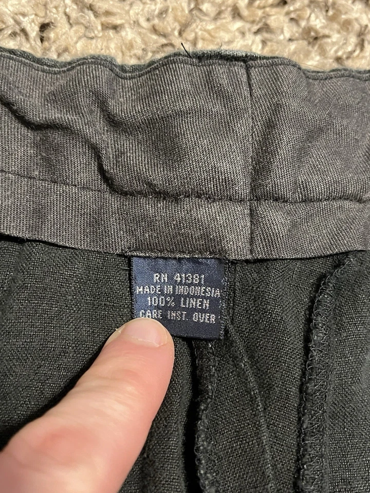 Polo Ralph Lauren Linen Pants Mens 38x30 Black Beach Trouser Summer Flowy - Image 2 of 4