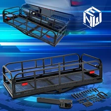 For 2" Receiver Tow Hitch Fold-Up Cargo Carrier Basket Trailer Mount Rack Black