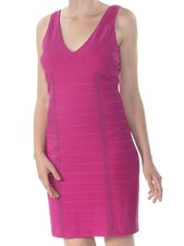 GUESS Womens Pink Lace Sleeveless V Neck Above The Knee Body Con Dress 8