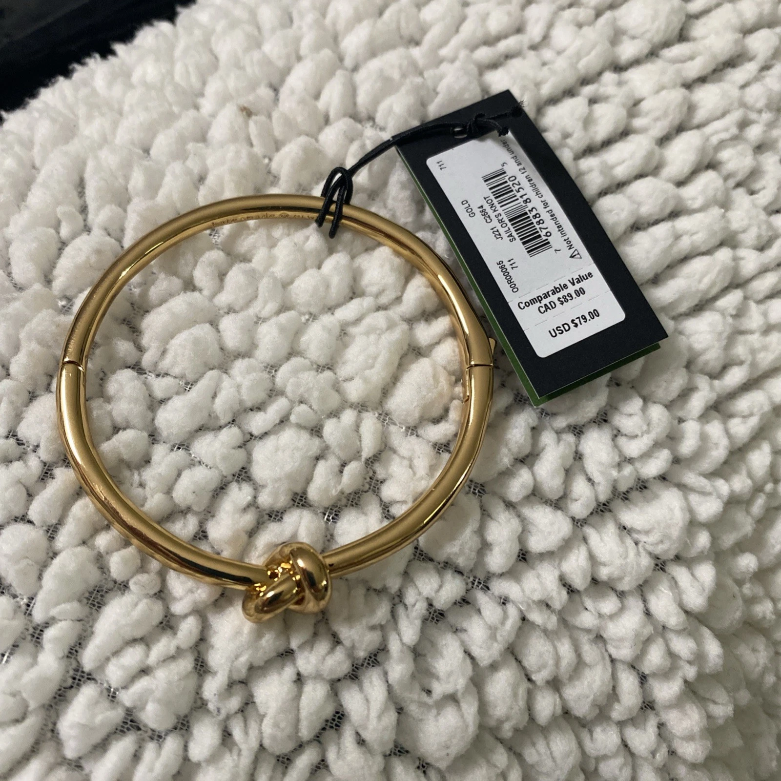 kate spade nodo di marinaio bracciale con cerniera oro nuovo con etichette $79