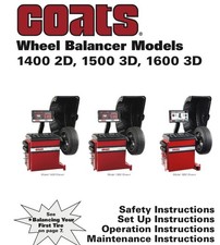 Coats 1400 2d 1500 3d 1600 3d Wheeltire Balancer Instruction Manual On Cdrom