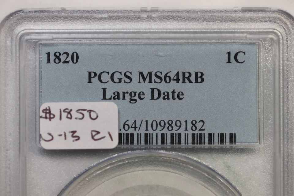 1820 N-13 R-1 PCGS MS 64 RB Lg Date Matron or Coronet Head Large Cent Coin 1c - Image 3 of 3