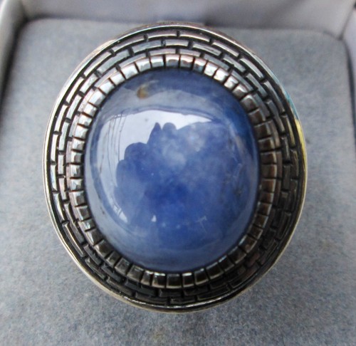 Anillo Vintage Plata Esterlina y Zafiro Azul Tanzania Natural Talla 8 - Imagen 6 de 6