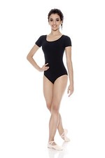 So Danca LO-03JS Black Women's Petite 0-2 Scoop Neck Short Sleeve Leotard