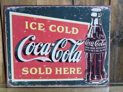 Vintage Coca-Cola Coke Metal Tin Drink Soda Pop Retro Sign 