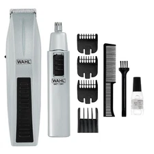 WAHL 5537-420 Mustache Beard Nose & Ear Hair Battery-Operated Travel Trimmer Set