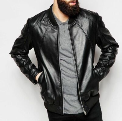Men's Black Jacket 100% Real Leather Stylish Lambskin Flight Bomber Biker Jacket