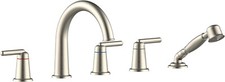 Bathtub Faucet 3 Handle Widespread Deck Mount Brushed Nickel WT-9809BN, J43