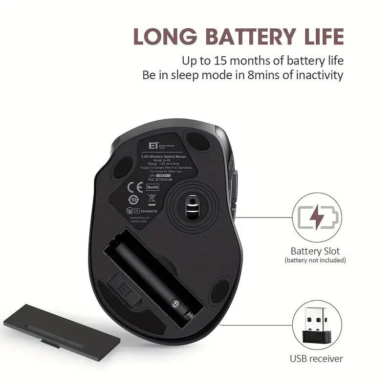 2.4GHz Wireless Optical Mouse Mice & USB Receiver For PC Laptop Computer Red - Image 3 of 4