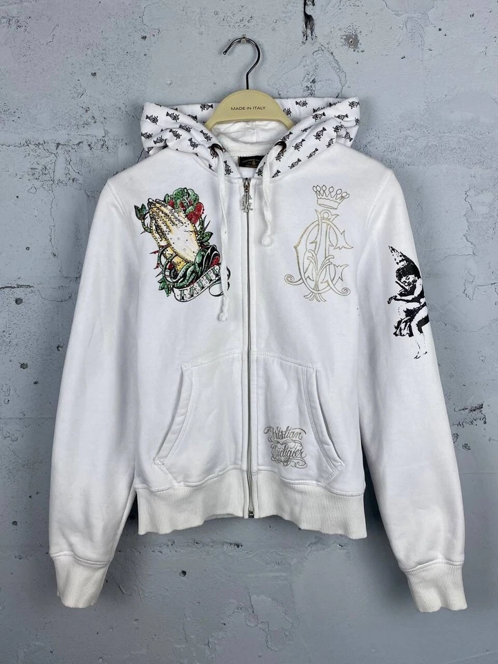 Sudadera con capucha blanca vintage Y2K Ed Hardy de Christian Audigier para mujer Foto 2 de 4