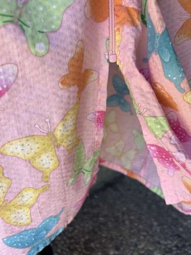 SIMPLY BASIC House Dress Robe M L Pink Seersucker Butterfly Pattern Sleeveless - Picture 8 of 10