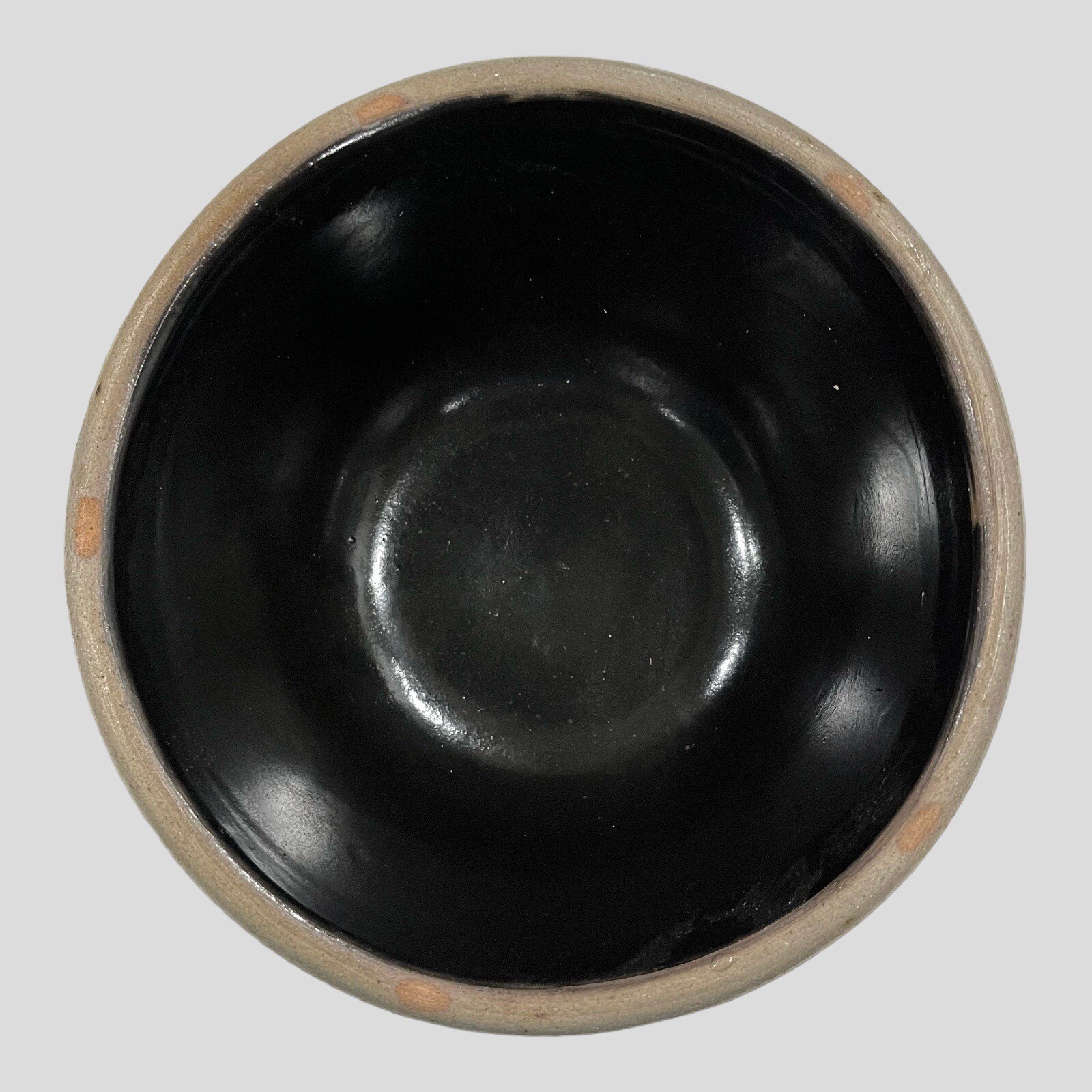 Rowe Pottery Works Medium Salt Glazed Mixing Bowl 8” Diameter Blue Heart 1994