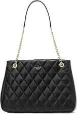 Authentic New  Kate Spade NY Carey Large Black Quilted Leather Tote Bag Purse