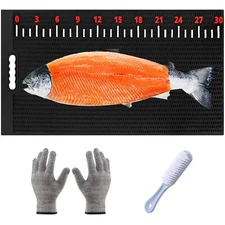 Fish Fillet Mat 32"x16" Extra Large Nonslip Fish Cleaning Board with Measurin...