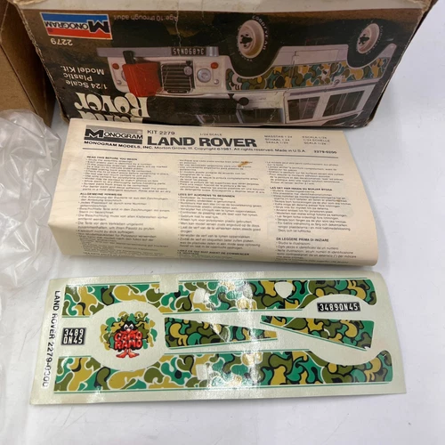 Vintage Monogram Land Rover CAMO RAMO #2279 1/24 * BOX HAS DAMAGE* - Picture 9 of 12