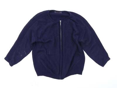 Marks and Spencer Damen Blau Rundhals Baumwollmischung Vollpullover Größe 10
