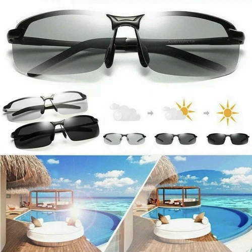 2 Pack Photochromic Polarised Sunglasses UV400 Polarized Fishing Driving Eyewear