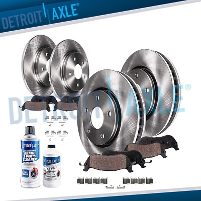Front & Rear Disc Rotors + Ceramic Brake Pads for 2004 - 2007 Toyota Highlander