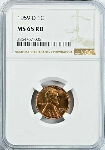 1959D 1c Penny $.01 Cent Lincoln Penny Red Proof Graded MS65/NGC65 Proof
