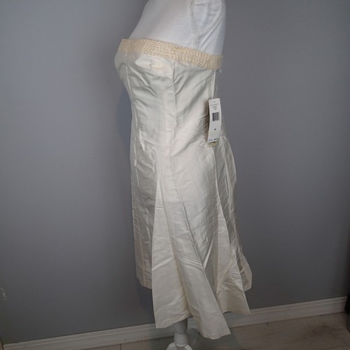 Ralph Lauren Dress: Ivory Strapless Cocktail Dress,sz 14 beads silk - Picture 7 of 12
